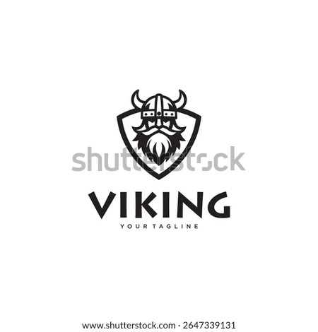 viking man angry face logo vector illustration ink drawing style