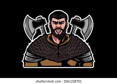 Visierer-Mann mit Axt-Waffe-Illustration