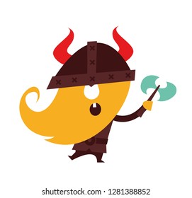Viking man flat vector illustration on white