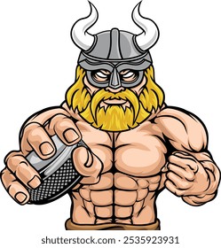 A viking man ice hockey sports team cartoon mascot