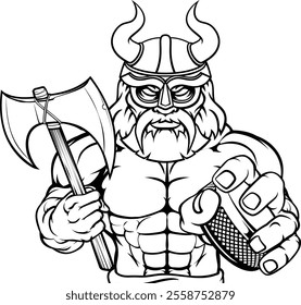 A viking man ice hockey sports team cartoon mascot