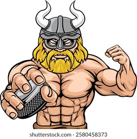 A viking man ice hockey sports team cartoon mascot