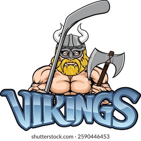 A viking man ice hockey sports team cartoon mascot