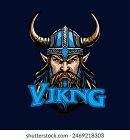 Viking man illustration, esports mascot, gaming logo template