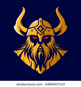 viking man knigth fighter helmet mascot emblem esports logo vectror clip art editable