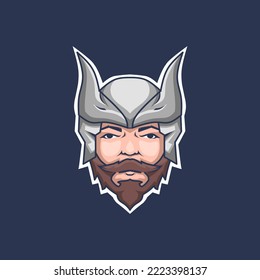 Viking Man Logo With Steel Helmet