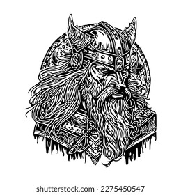 Viking man. Viking warrior head isolated vector illustration.