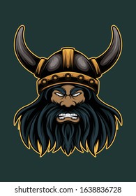 Viking mascot in angry face