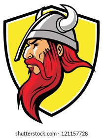 viking mascot with a background sheild