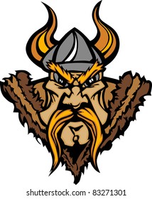 Viking Mascot Cartoon with Horned Helmet