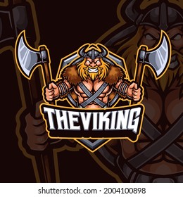 Viking mascot esport gaming logo design