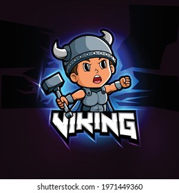 Viking mascot esport logo design of illustration