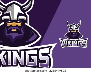 Diseño del logo de la mascota viking. Ilustración del logotipo de mascota de equipo deportivo.