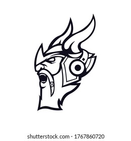 Versión de la silueta del logo de la mascota Viking. Logo de Viking en estilo deportivo, vector de ilustración de logotipo de mascota
