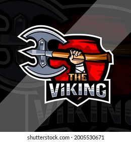 viking mascot logo template design