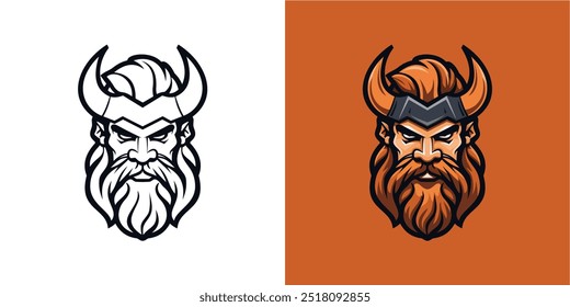 logotipo mascote viking, ilustração vetorial