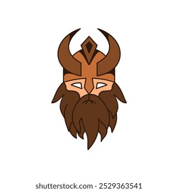 Viking mascot vector illustration. Viking head wearing helmet. Cartoon Viking head logo design