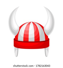 Viking Metal Hat with Horns as Funky Headgear Vector Illustration