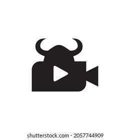 Viking movie film production company vector logo design