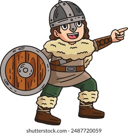 Viking Navigating Cartoon Colored Clipart 