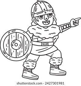 Viking Navigating Isolated Coloring Page for Kids