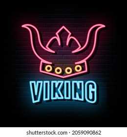 Viking neon signs vector. Design template neon sign