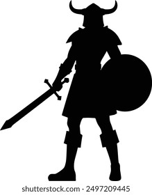 Viking Norse warrior silhouette vector graphic