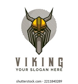 Viking Old Man Logo Design Template Illustration