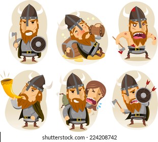 Viking Old Nordic Seafarer Cartoon Character