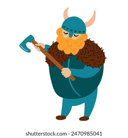 Vikingo sobre un fondo blanco aislado. 