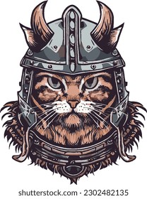 Viking Orange Cat Vector Art 