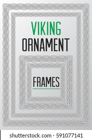 Viking ornament square frames. Medieval, Celtic square frames. Isolated black viking, celtic vector frames. A4 size.