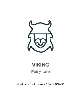 Viking outline vector icon. Thin line black viking icon, flat vector simple element illustration from editable fairy tale concept isolated on white background
