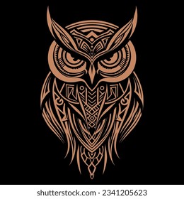 Viking owl, isolated in black background.