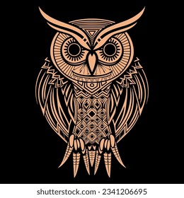 Viking Owl, isolated on black background, vector illustration.