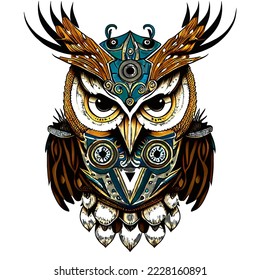  Viking owl vector with white background.