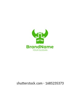Viking Painting Logo Design Vector