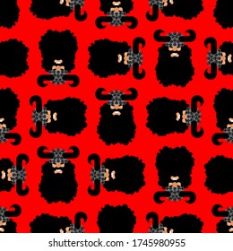 Viking pattern seamless. Battle gnome with beard background. vector texture