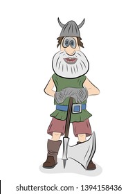 viking picture. man with an ax. vector illustration.