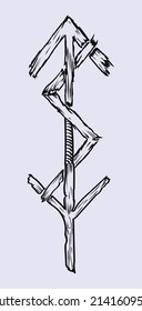 Viking rune for self empowerment. Beautiful sketch illustration drawn by hand