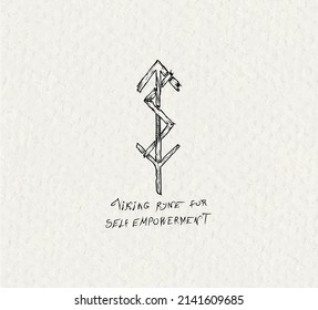 Viking rune for self empowerment. Beautiful sketch illustration drawn by hand