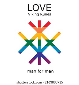 Viking runes for love between man and man. lgbtq conceptual content