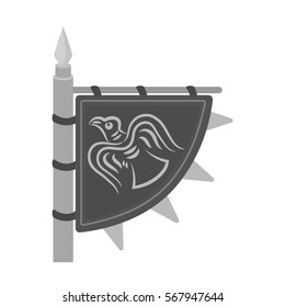 Viking s flag icon in monochrome style isolated on white background. Vikings symbol stock vector illustration.