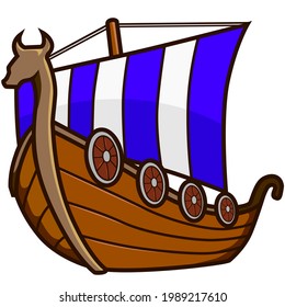 Viking sailboat cartoon vector illustration