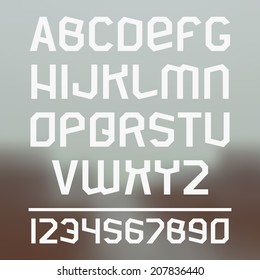 Viking Sanserif Font And Numeral On Blurred Background