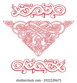 Viking Scandinavian design. Ancient decorative mythical animal in Celtic, Scandinavian style, knot-work illustration, vector illustration