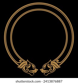Viking Scandinavian design. Ancient decorative mythical animal in Celtic, Scandinavian style, knot-work illustration, vector illustration