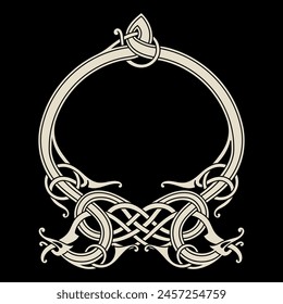 Viking Scandinavian design. Ancient decorative mythical animal in Celtic, Scandinavian style, knot-work illustration, vector illustration