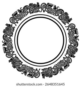 Projeto da Viking Escandinávia. Antigo decorativo mítico animal em Celta, estilo escandinavo, ilustração de nó-trabalho, isolado em branco, ilustração vetorial