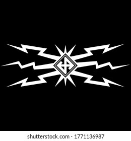Viking Scandinavian design. Lightning and Scandinavian runes, vector illustration svg